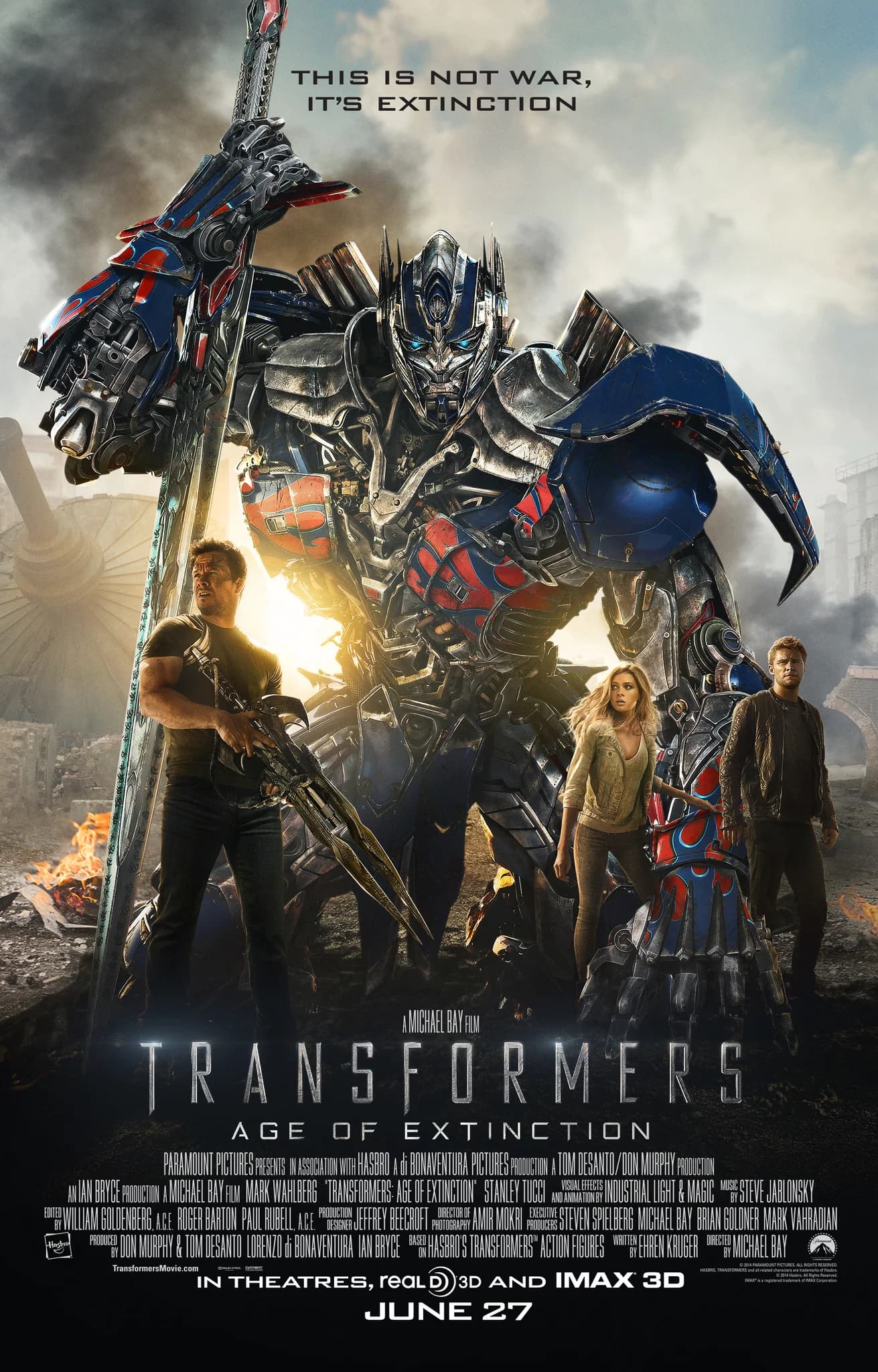 Poster of Transformers 4: Age of Extinction (2014) Dual Audio {Hindi-English}