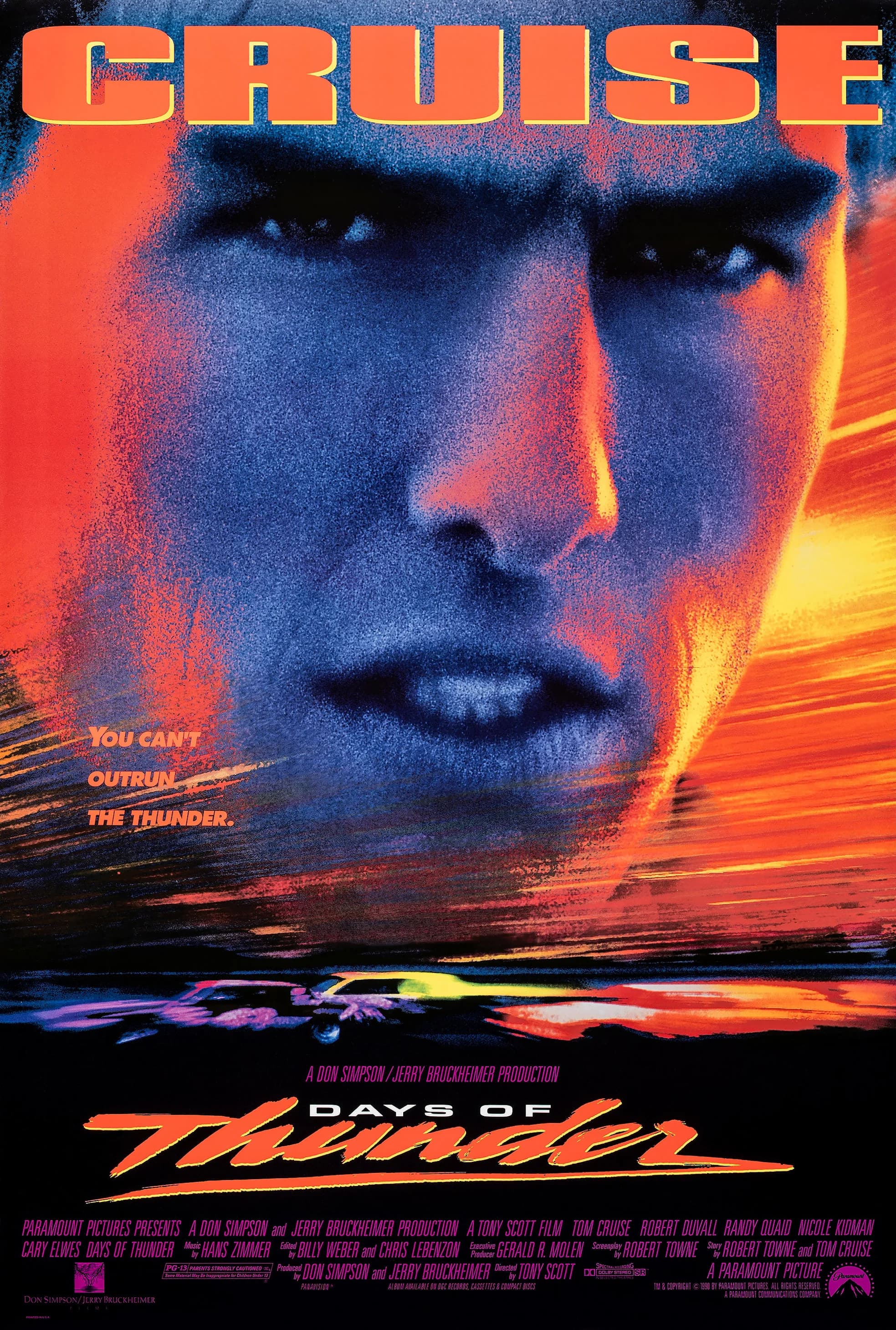Poster of Days of Thunder (1990) REMASTERED BluRay Dual Audio (Hindi-English)